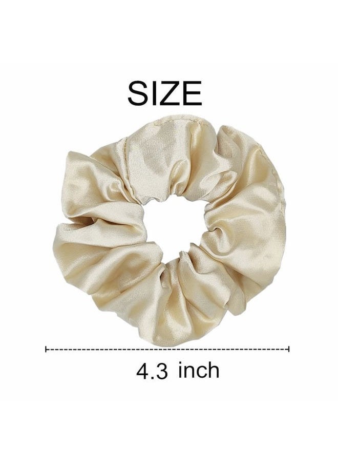Sufermoe - 6 Pcs Satin Silk Scrunchies: Soft Hair Ties, Bows, Elastics, and Ponytail Holders for Women and Girls (4.3 inch, Light Gold) - Image 1
