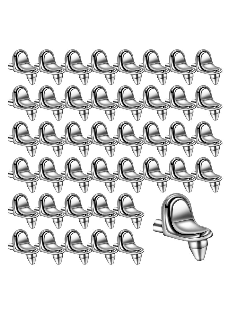 50 Pcs Shelf Support Pegs, Zinc Alloy Support Pins 5mm Shelf Peg Pins for Bookcase Cabinet Closet Wardrobe Glass Shelves Support (Silver) - Image 1