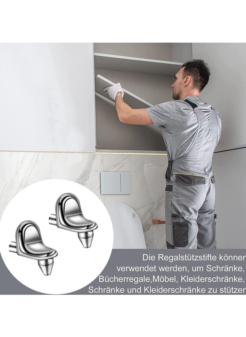 50 Pcs Shelf Support Pegs, Zinc Alloy Support Pins 5mm Shelf Peg Pins for Bookcase Cabinet Closet Wardrobe Glass Shelves Support (Silver) - Image 4