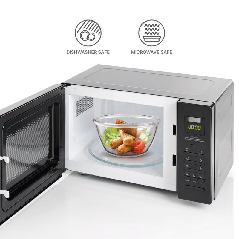 TREO وعاء خلط وتقديم زجاجي تريو من ميلتون (500/1000/1500) مع غطاء إيزاي مجموعة من 3، 440 مل/870 مل/1470 مل، شفاف | تقديم | وجبات خفيفة | سلطة | حاوية مطبخ | آمنة للاستخدام في الميكروويف | آمنة في غسالة الصحون | آمنة للطعام - Image 4