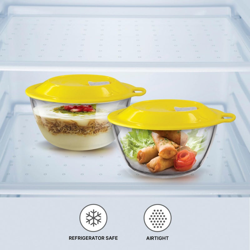 TREO وعاء خلط وتقديم زجاجي تريو من ميلتون (500/1000/1500) مع غطاء إيزاي مجموعة من 3، 440 مل/870 مل/1470 مل، شفاف | تقديم | وجبات خفيفة | سلطة | حاوية مطبخ | آمنة للاستخدام في الميكروويف | آمنة في غسالة الصحون | آمنة للطعام - Image 5