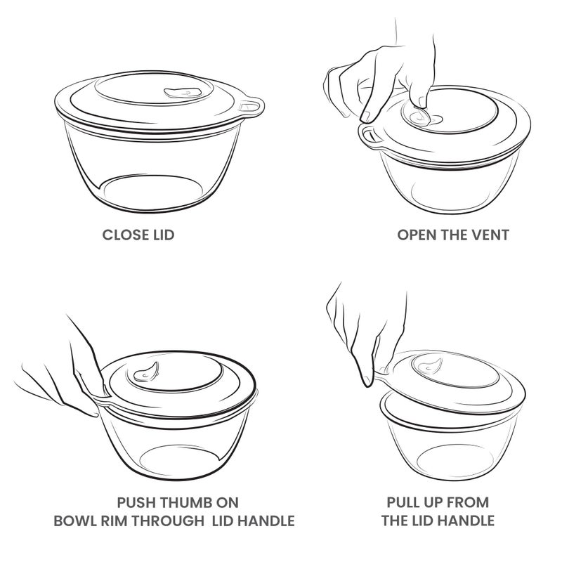 TREO وعاء خلط وتقديم زجاجي تريو من ميلتون (500/1000/1500) مع غطاء إيزاي مجموعة من 3، 440 مل/870 مل/1470 مل، شفاف | تقديم | وجبات خفيفة | سلطة | حاوية مطبخ | آمنة للاستخدام في الميكروويف | آمنة في غسالة الصحون | آمنة للطعام - Image 3