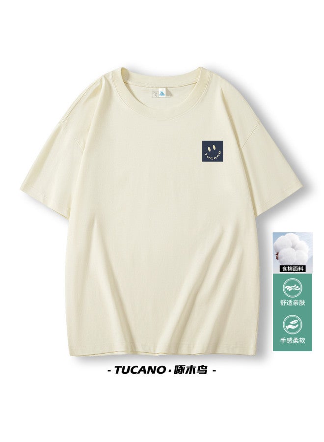 Tucano Men's Short Sleeve T-shirt With Smile Print, Oversized Drop Shoulder Casual Basic Tee For Summer Commuting Wear - Image 2