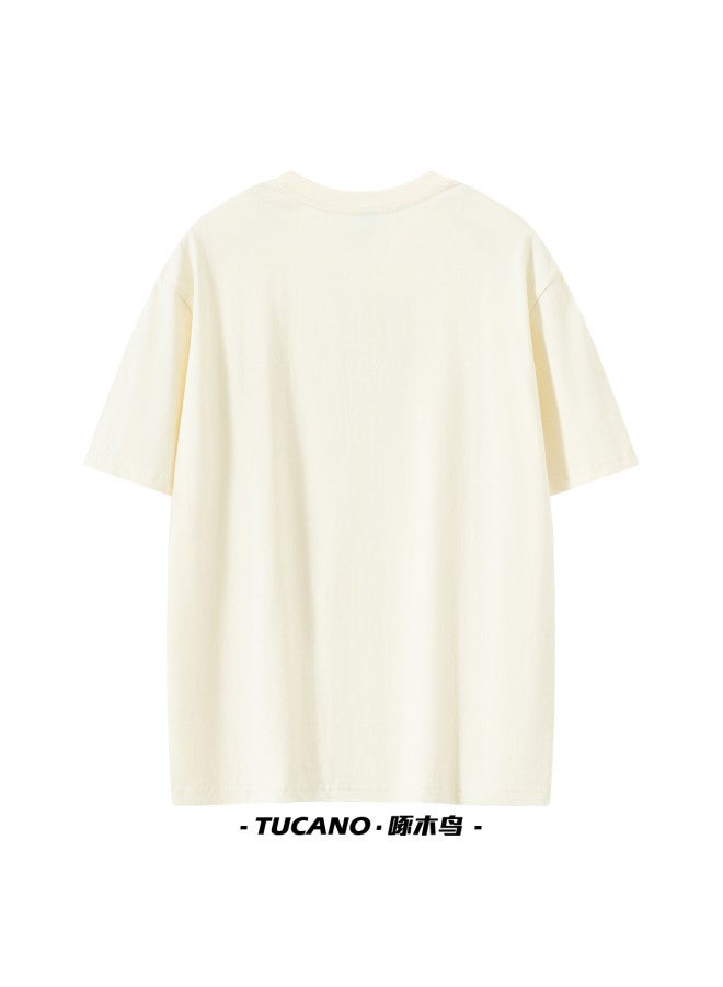 Tucano Men's Short Sleeve T-shirt With Smile Print, Oversized Drop Shoulder Casual Basic Tee For Summer Commuting Wear - Image 3