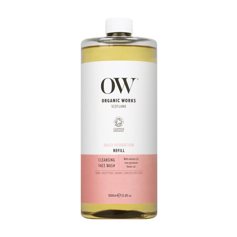 OW Organic Works Daily Hydration Cleansing Face Wash - Exfoliating Face Wash Infused with Vitamin E - Foaming Face Wash for Balanced Skin - 33.8 oz - Image 1