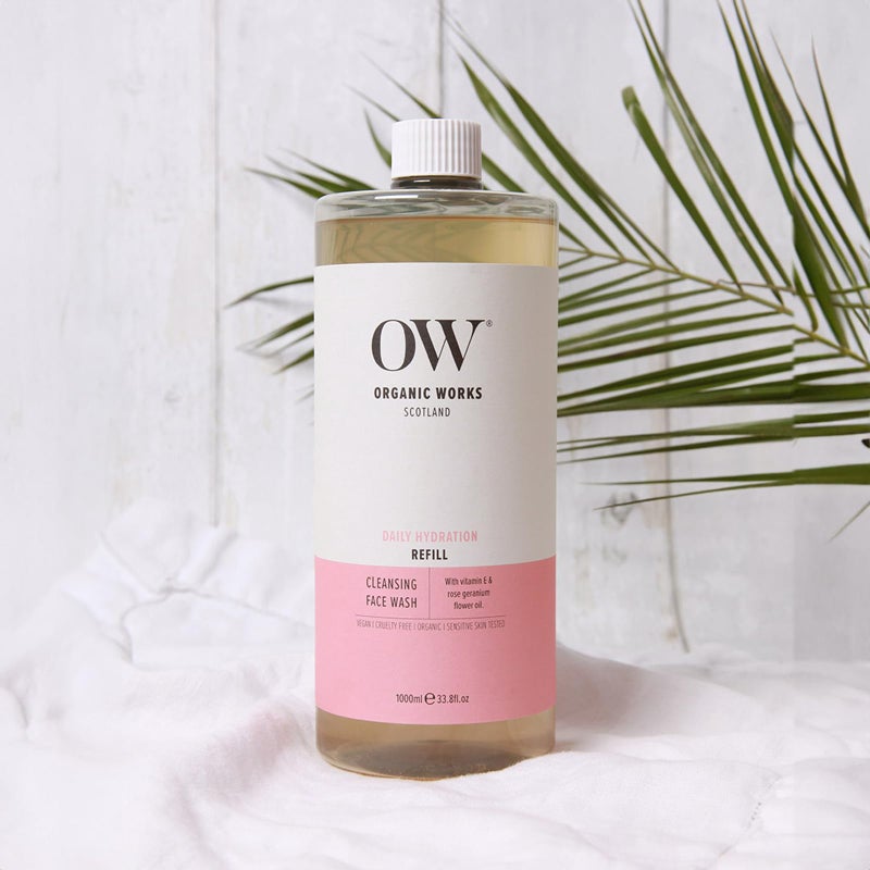 OW Organic Works Daily Hydration Cleansing Face Wash - Exfoliating Face Wash Infused with Vitamin E - Foaming Face Wash for Balanced Skin - 33.8 oz - Image 5