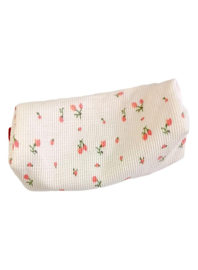 Galepromot Pink Women Fresh Style Pencil Bag Flower Floral Canvas Large Pen Pencil Pouch Bag Pencil Case Pen Holder Coin Pouch, Simple Cosmetic Storage Bags Makeup Bag Office, Pen, Pencil and Marker Cases - Image 1