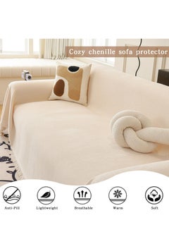 Sofa Cover Anti-Wrinkle Full Coverage Sofa Cover – Exquisite Details with Tassel Edges, Waterproof, Dustproof, Anti-Cat Scratching, Anti-Slip, Flexible, Compression-Resistant, Teddy Velvet Jacquard, Cream Color, 180*180 cm - pzsku/Z7656FACF2DE6B33F69F4Z/45/_/1739174626/5d69e76c-d86d-4645-9549-68ff4cf7b516