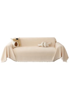 XiuWoo Sofa Cover Anti-Wrinkle Full Coverage Sofa Cover – Exquisite Details with Tassel Edges, Waterproof, Dustproof, Anti-Cat Scratching, Anti-Slip, Flexible, Compression-Resistant, Teddy Velvet Jacquard, Cream Color, 180*180 cm  - Image 3