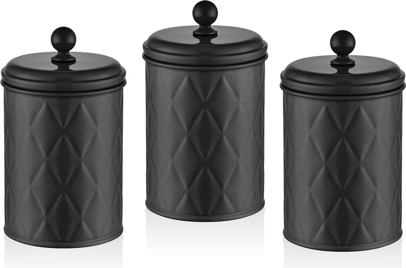 THE MIA Prizma Tea Sugar Coffee Jar Black 1 Lt