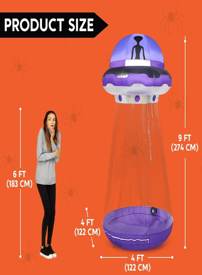 Joiedomi Halloween Inflatable UFO Decoration, 9 FT Tall Giant Halloween Blow Ups UFO Alien Decorations with Built-in LEDs for Outdoor Yard Decor - Image 4