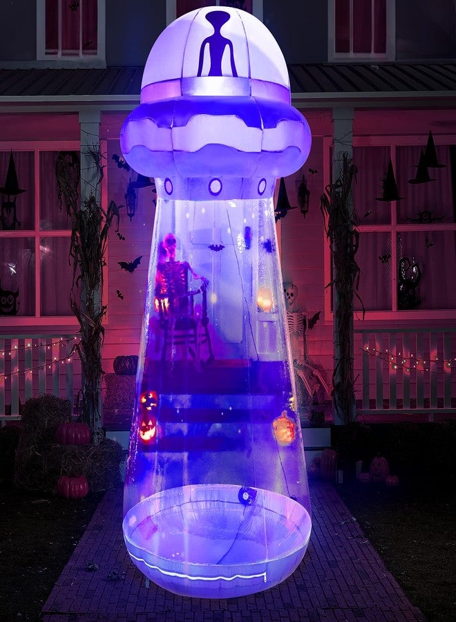 Joiedomi Halloween Inflatable UFO Decoration, 9 FT Tall Giant Halloween Blow Ups UFO Alien Decorations with Built-in LEDs for Outdoor Yard Decor - Image 1