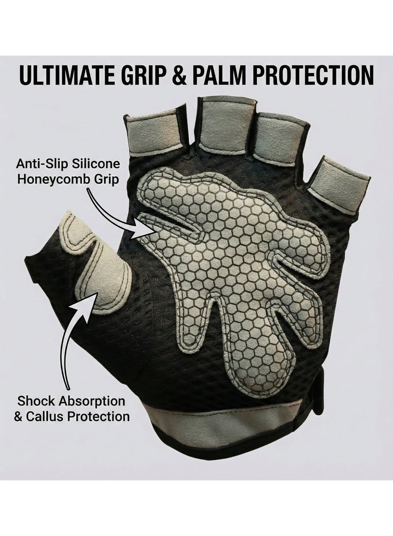 Aora قفازات Aora Gym للرجال والنساء مع دعامة للمعصم – راحة يد مبطنة، قبضة مانعة للانزلاق، قفازات لياقة بدنية قابلة للتنفس لرفع الأثقال، CrossFit، التدريب والتمارين الرياضية في صالة الألعاب الرياضية - Image 5