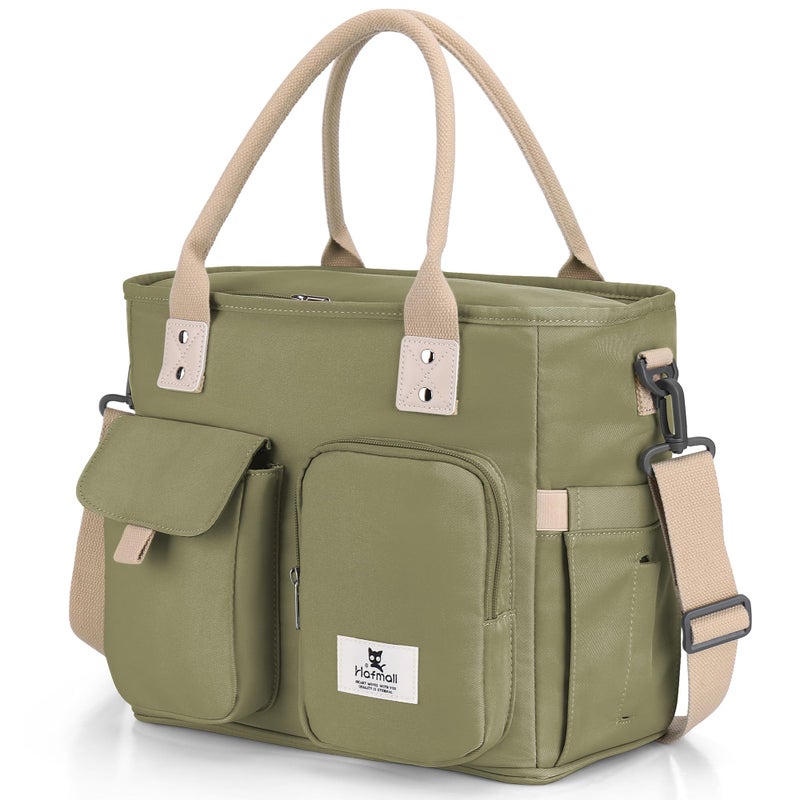 Hafmall Insulated Lunch Bag for Adults,Big lunch box for men, Wide Opening Insulated Bag with Shoulder Strap, Reusable Adult Lunch Bag For Work, Picnic(Deep Greene) - Image 1