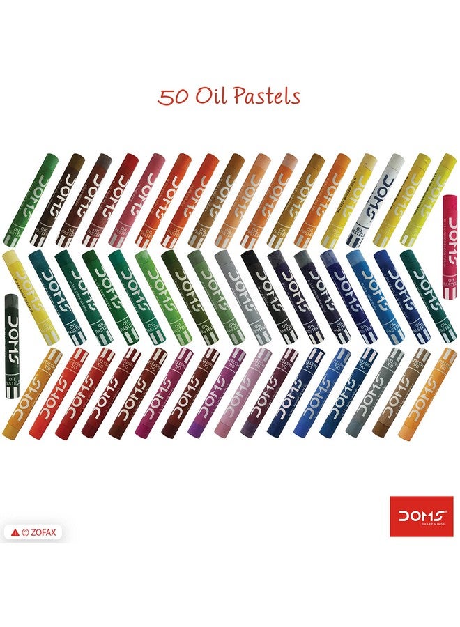 DOMS 50 Shades Oil Pastel With Case|Smooth Color Intermixing For Better Effect|Bright&Intense Colors|Free Scrapping Tool|Non-Toxic&Safe For Childrens|Pack Of 1|Multicolor - Image 4