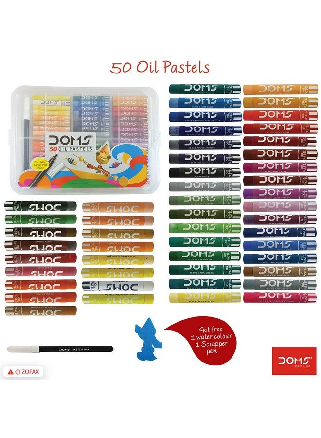 DOMS 50 Shades Oil Pastel With Case|Smooth Color Intermixing For Better Effect|Bright&Intense Colors|Free Scrapping Tool|Non-Toxic&Safe For Childrens|Pack Of 1|Multicolor - Image 3