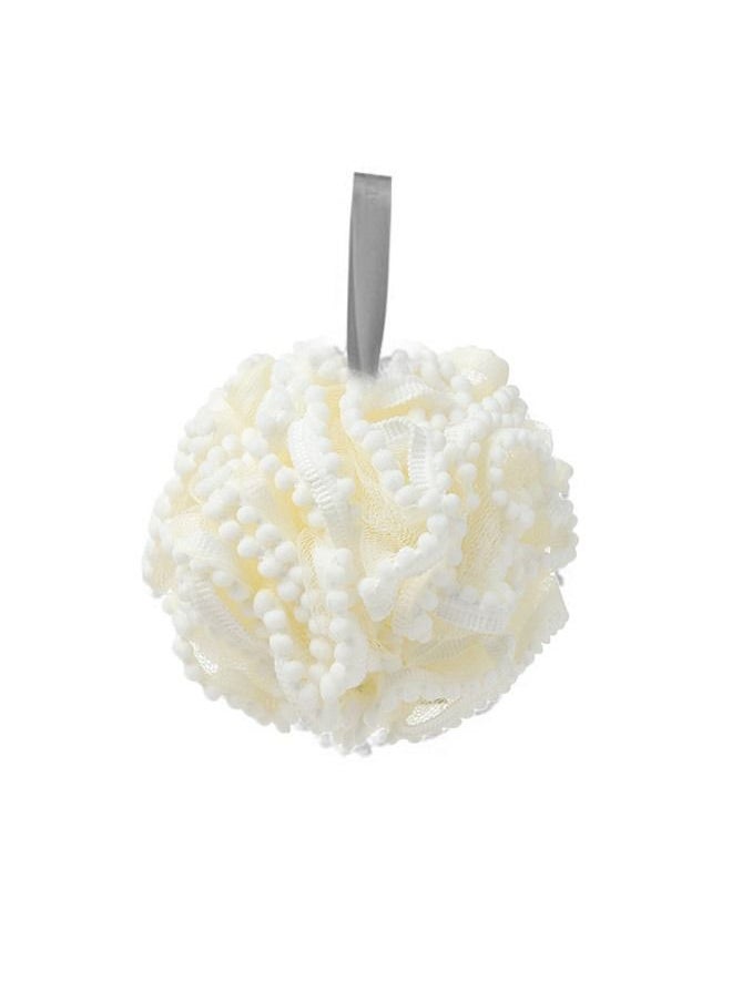 Generic Double Layer Cute Lace Sponges Mesh Bath Ball, Exquisite Globose PE Material Body Exfoliate Scrubber Foaming Ball, Deep Cleansing Products for Body and Face (White)  - Image 1