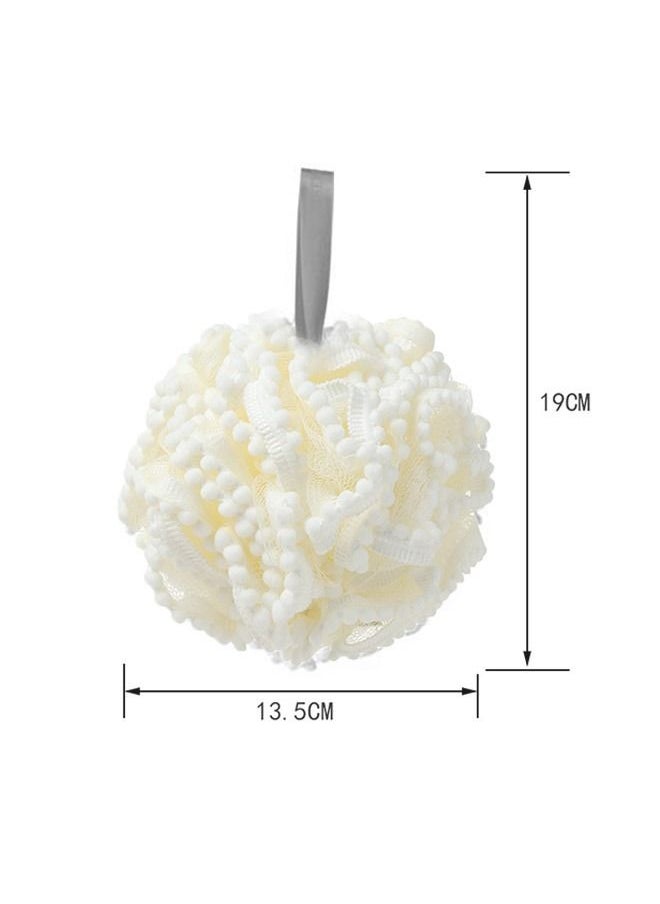 Generic Double Layer Cute Lace Sponges Mesh Bath Ball, Exquisite Globose PE Material Body Exfoliate Scrubber Foaming Ball, Deep Cleansing Products for Body and Face (White)  - Image 2