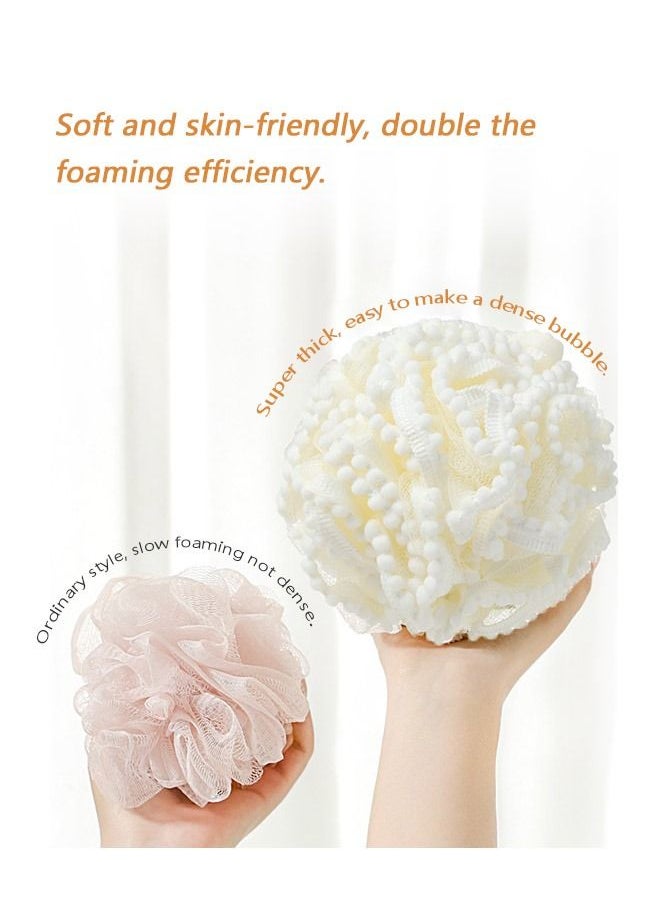 Generic Double Layer Cute Lace Sponges Mesh Bath Ball, Exquisite Globose PE Material Body Exfoliate Scrubber Foaming Ball, Deep Cleansing Products for Body and Face (White)  - Image 4