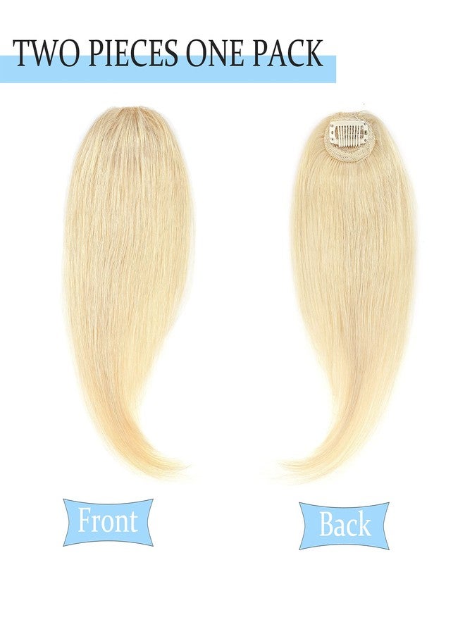 سيجو غرة جانبية من سيجو، مشابك شعر، شعر بشري طبيعي 100%، 10 بوصات، قطعتان، غرة فرنسية مموجة، مظهر طبيعي، 15 غرام/قطعة، أشقر بلاتيني - Image 2