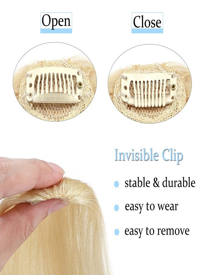 سيجو غرة جانبية من سيجو، مشابك شعر، شعر بشري طبيعي 100%، 10 بوصات، قطعتان، غرة فرنسية مموجة، مظهر طبيعي، 15 غرام/قطعة، أشقر بلاتيني - Image 3