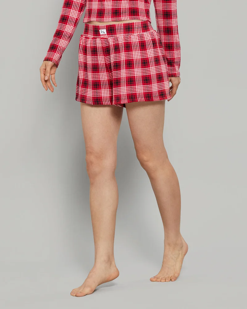 لا سينزا شورت كاجوال La Senza Jersey Girl Boxer مع طبعة رقعة