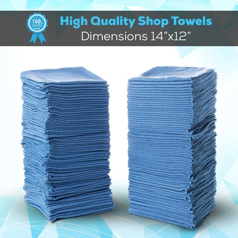 Simpli-Magic Cotton Shop Towels 14"x12" (90 Pack) â€“ Reusable Cleaning Shop Rags for Automobiles, Industries, Garage and Homes (Blue) - Image 2