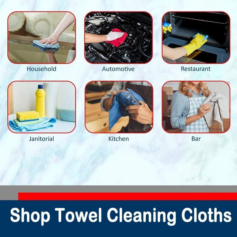 Simpli-Magic Cotton Shop Towels 14"x12" (90 Pack) â€“ Reusable Cleaning Shop Rags for Automobiles, Industries, Garage and Homes (Blue) - Image 4