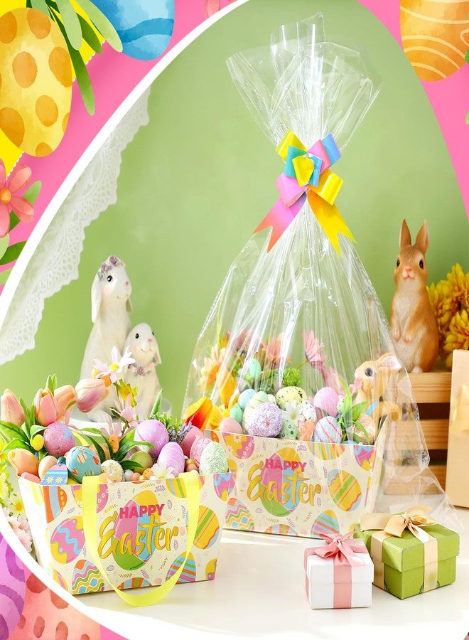 Funnymoom سلة هدايا من Funnymoom تحتوي على 6 بيضات عيد الفصح، فارغة مع كيس سيلوفان وشرائط سحب، مثالية لعيد الفصح السعيد، صندوق هدايا لحفلات الزفاف وأعياد الميلاد في فصل الربيع، مقاس 9.8 × 6.5 بوصة - Image 2
