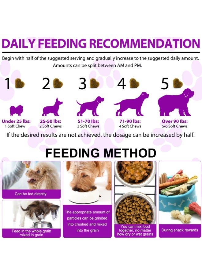 Oimmal 150 Pcs 375g 15in1 Multivitamin Supplements Chewable Treats for Dogs with Glucosamine & Probiotics，Natural Daily Vitamins Chews for Dogs,Pet Health Support-Skin-Immunity-Gut Digestion,Joint Heart,Duck Flavor Dog Chews - Image 2