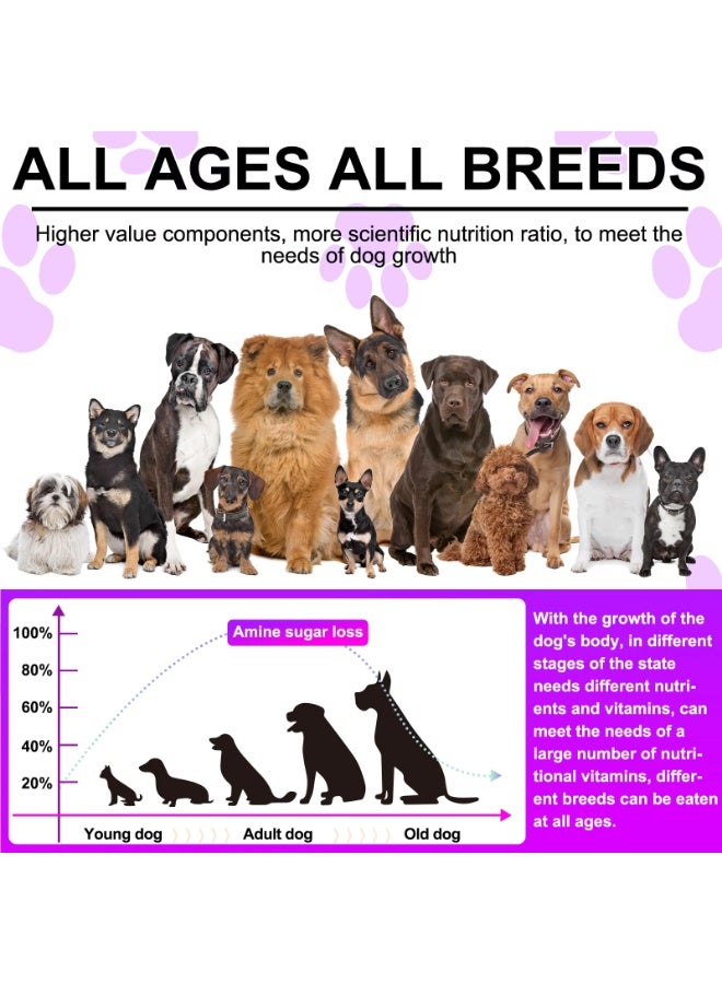 Oimmal 150 Pcs 375g 15in1 Multivitamin Supplements Chewable Treats for Dogs with Glucosamine & Probiotics，Natural Daily Vitamins Chews for Dogs,Pet Health Support-Skin-Immunity-Gut Digestion,Joint Heart,Duck Flavor Dog Chews - Image 3