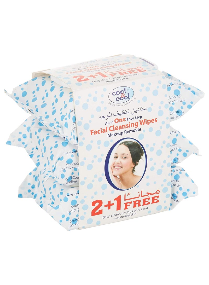 Cool & Cool مناديل إزالة المكياج المنظفة من كول آند كول لجميع أنواع البشرة | تزيل المكياج بفعالية، 3 × 33 - Image 1