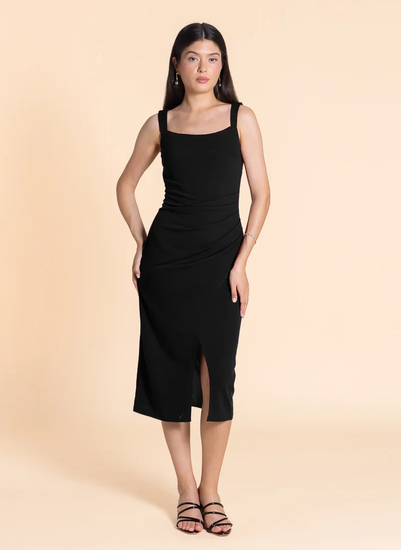 SHAPES FITTED MIDI DRESS WITH SLIT