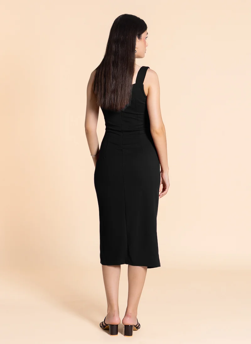 SHAPES black Sleeveless Midi Dress for Women | Best Price UAE