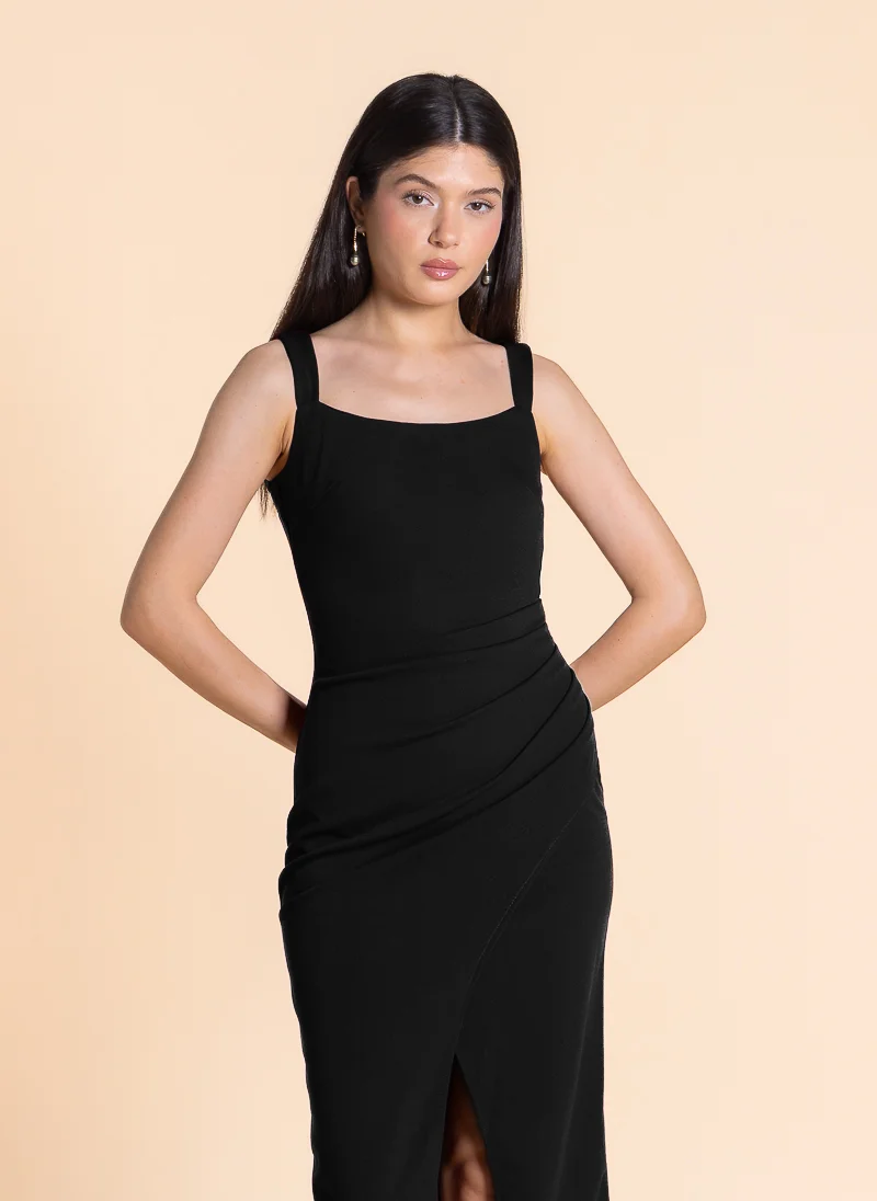 SHAPES FITTED MIDI DRESS WITH SLIT
