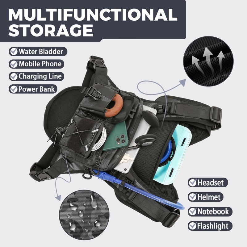 Criuage USA Original Patent Running Hydration Vest Backpack, Lightweight Chest Pack with 2.0L Water Bladder Bag Daypack for Hiking Running Cycling Race Marathon for Women Men (Camo, Standard) - Image 4