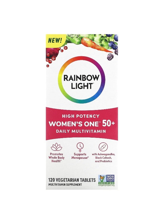 Rainbow Light راينبو لايت، فيتامينات متعددة يومية للنساء 50+، قوة عالية، 120 قرص نباتي (قد يختلف التعبئة)  - Image 1