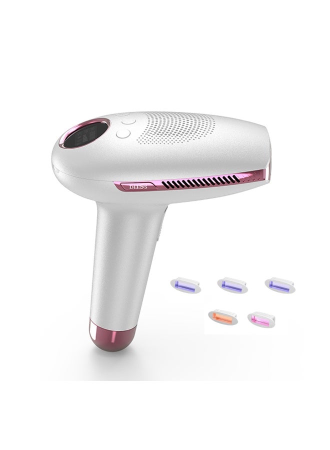 DEESS GP591 Unlimited Flashes Hair Removal Device With Ice Cooling Function, At Home Hair Remover For Women, Permanent Painless Epilator For Arm Leg Back Whole Body,5 Replaceable Lamps(3HR+1AC+1SR) pink