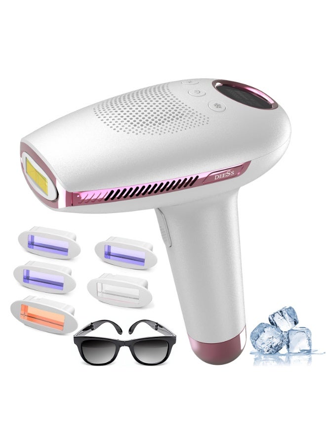 ديس GP591 5IN1 Unlimited Flashes Laser Hair Removal, IPL Permanent Hair Removal Device with Ice Cooling Function, Home Laser Hair Remover For Women & Men, Painless, Long-lasting Reduction Results For Armpits Leg Arm Back Whole Body, 5 Replaceable Lamps (3HR+1AC+1SR) pink - Image 1