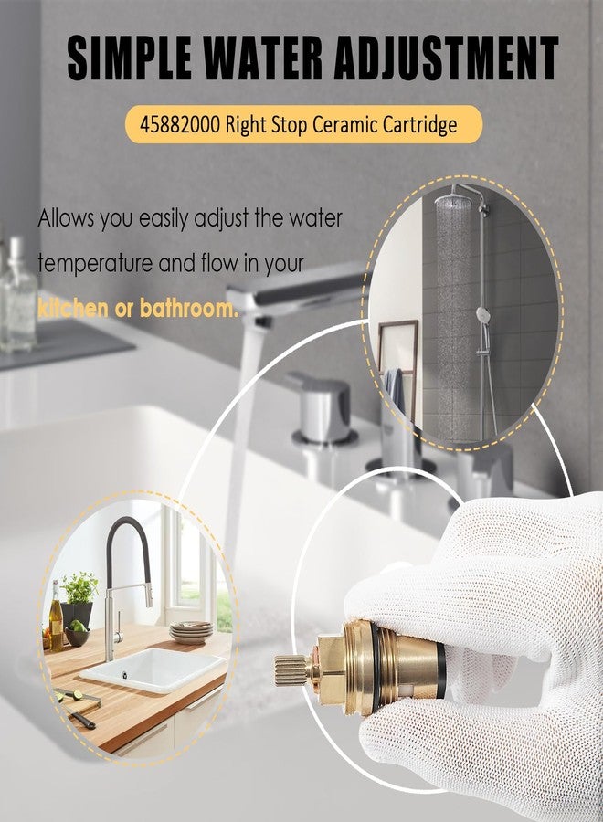 Camoo 45882000 خرطوشة ساخنة بديلة لخرطوشة سيراميك Grohe - 1/2 بوصة - 1/4 دورة - فتح عكس اتجاه عقارب الساعة، توقف 90 درجة باليد اليمنى. - Image 2