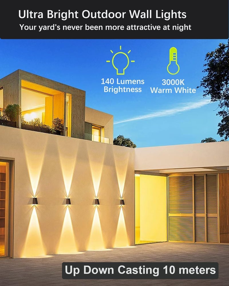 LITVERSE Solar Outdoor Wall Lights Up and Down 2 LED Outdoor Lamp Solar Wall Lights,IP65 Waterproof Patio Wall Light, Solar Exterior Lights for House Garage Garden (Warm White) Plastic - Image 2