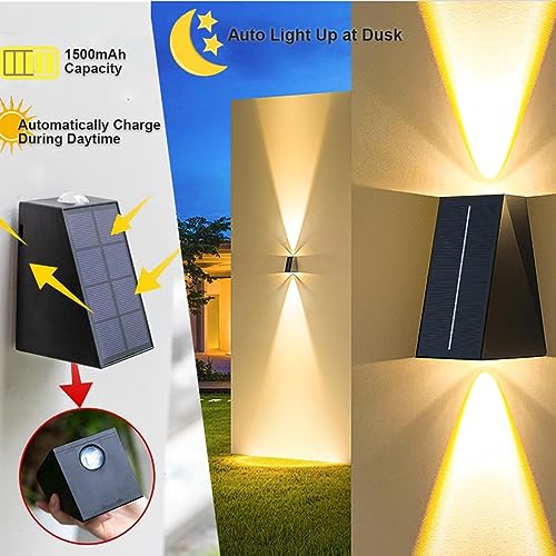 LITVERSE Solar Outdoor Wall Lights Up and Down 2 LED Outdoor Lamp Solar Wall Lights,IP65 Waterproof Patio Wall Light, Solar Exterior Lights for House Garage Garden (Warm White) Plastic - Image 4