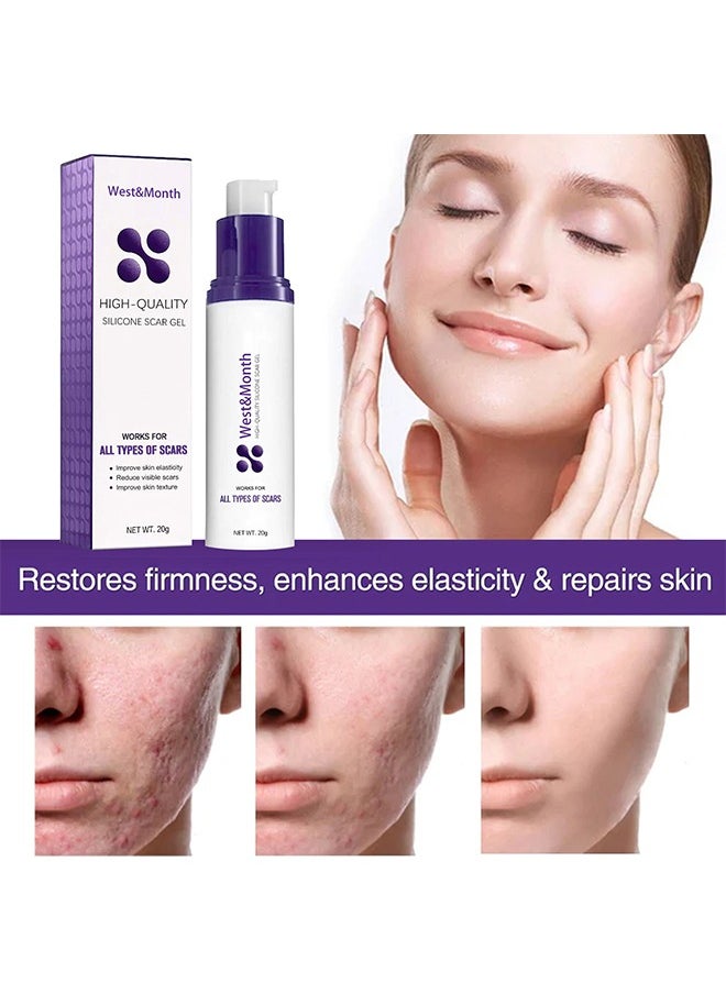 West&Month High-Quality Silicone Scar Gel- Professional Scar Removal Cream for Surgical Scars, Stretch Mark, Keloid Bump, C-Section, Burn, Old and New Scars (20g)  - Image 5