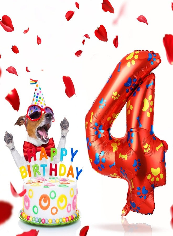 Leitee 40 Inch Dog Paw Birthday Balloon Giant Paw Number Theme Balloon with Red Dog Paw Birthday Party Favors for Dog Party Decoration Supplies (Number 4) - Image 5