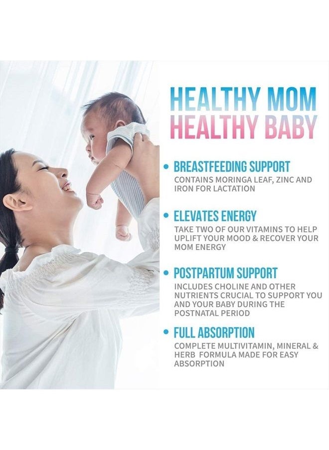 GoBiotix - Postnatal Vitamins for Women - Postpartum Essentials with Iron, Calcium, Vitamin D2, C, Zinc & Folic Acid for Pregnant Women - Pre & Post Pregnancy - Daily Multivitamin Capsules, Non-GMO - Image 1