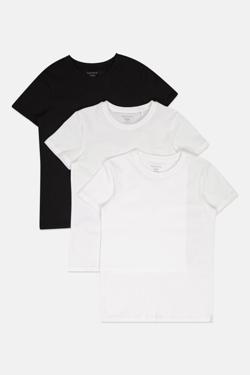 English Laundry Kids Boy 3 Pcs Short Sleeves Plain T-Shirt, Multicolor  - Image 1