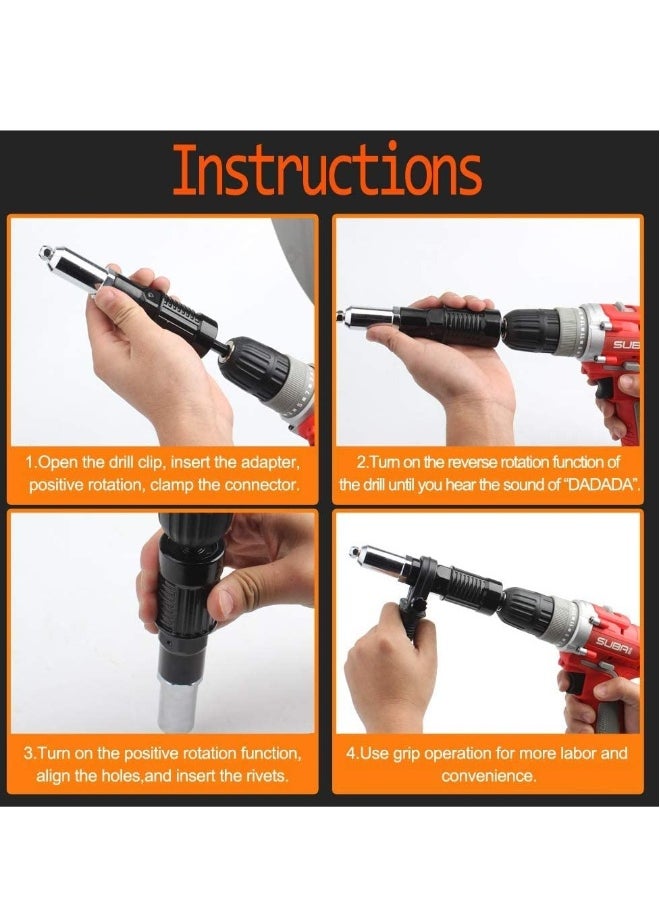 Generic Rivet Gun Adapter Kit, Professional Rivet Gun Adapter with Handle Grip Riveter Drill Attachment Riveting Hand Tool - Rivet Attachment for Cordless Screwdrivers and Drills  - Image 4