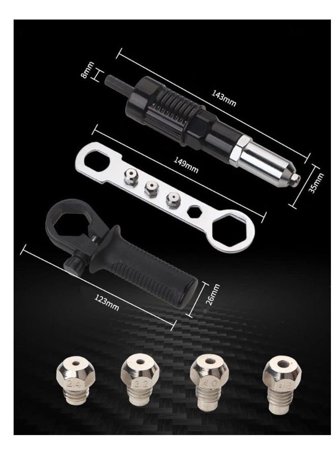 Generic Rivet Gun Adapter Kit, Professional Rivet Gun Adapter with Handle Grip Riveter Drill Attachment Riveting Hand Tool - Rivet Attachment for Cordless Screwdrivers and Drills  - Image 3