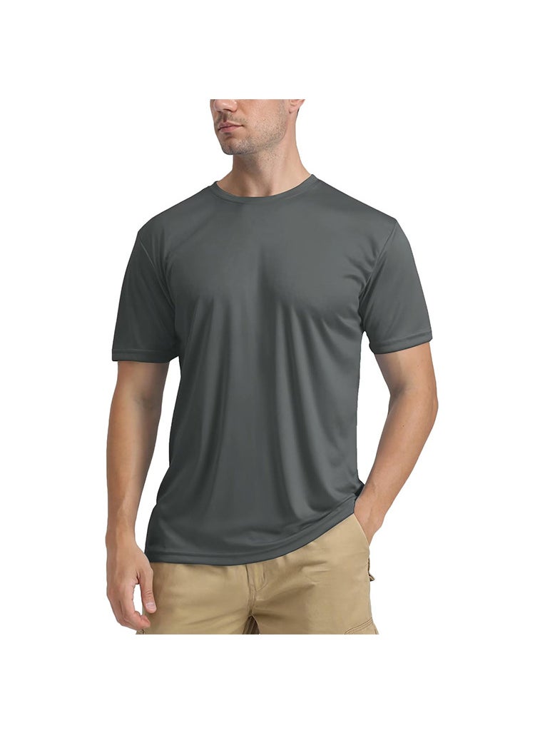 Generic Mens UPF50+ Quick-Dry Sun Protection Tee dark gray 