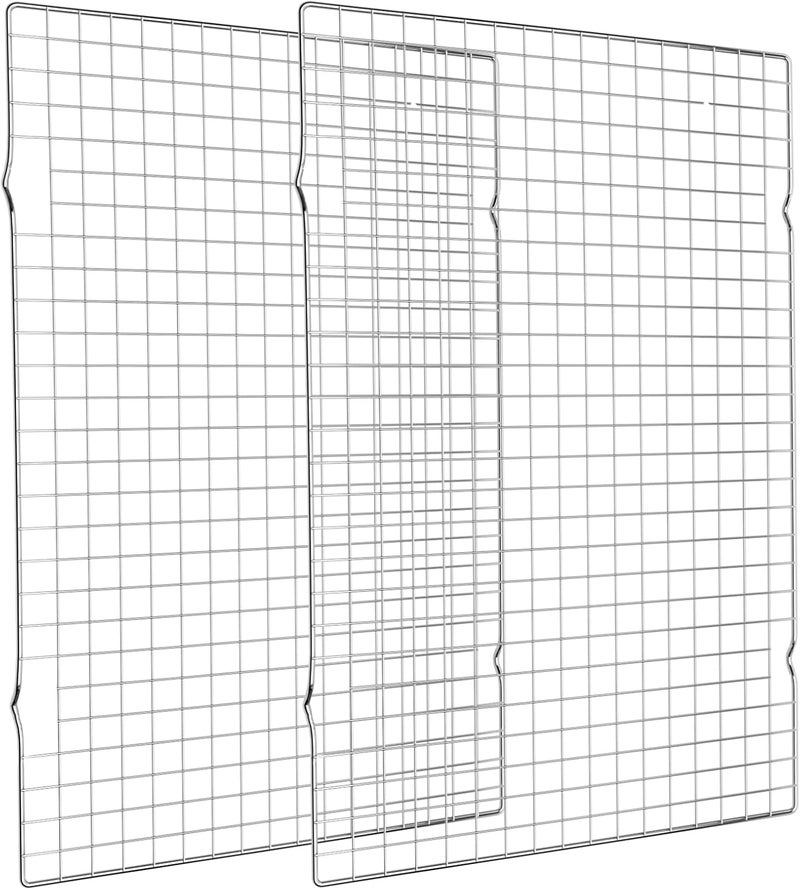 Briout Cooling Rack for Baking 2-Pack, 16x10 Inches Baking Rack, Thick Wire Cookie Rack for Cooking, Roasting, Grilling, Drying, Oven Safe, Fits Half Sheet Pan, Silver - Image 1